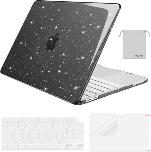 MOSISO Sparkly Glitter Case Compatible with MacBook Neo Case 13 inch 2026 Release Model A3404 with A18 Pro Chip, Crack-Resistant Protective Hard Shell Case&Keyboard Cover&ScreenFilm&Pouch, Transparent in Saudi Arabia