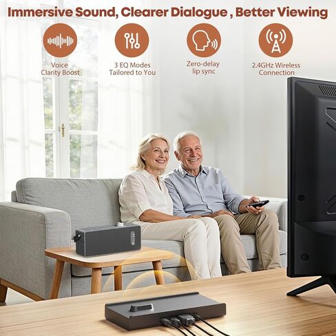 مكبر صوت تلفزيون LARKSOUND مفيد لكبار السن، مضخم صوت تلفزيون محمول مع وضوح الحوار، لا حاجة إلى بلوتوث، قاعدة التوصيل والتشغيل، 3 EQ، HDMI/بصري/AUX، مقبس سماعة الرأس، هدية للآباء in Kuwait