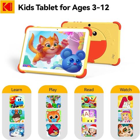 KODAK 10.1 Inch Android 15 Kids Tablet, 12GB RAM+64GB ROM(1TB Expand) Tablet for Kids, 6000mAh Battery, Parental Control, Blue Light Eye Protection, Shockproof Case for Learning in Saudi Arabia