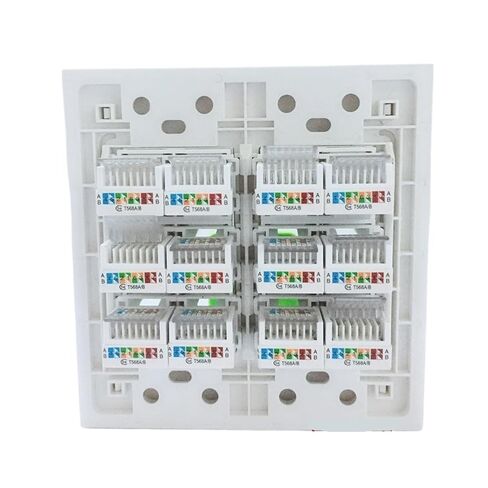 120x120mm RJ45 LAN Panel with 12 Connectors Crimp Cables CAT5E CAT.6 RJ45 T568A/B Internet Socket White(CAT5E) in Kuwait