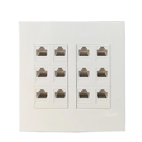 120x120mm RJ45 LAN Panel with 12 Connectors Crimp Cables CAT5E CAT.6 RJ45 T568A/B Internet Socket White(CAT5E) in Kuwait