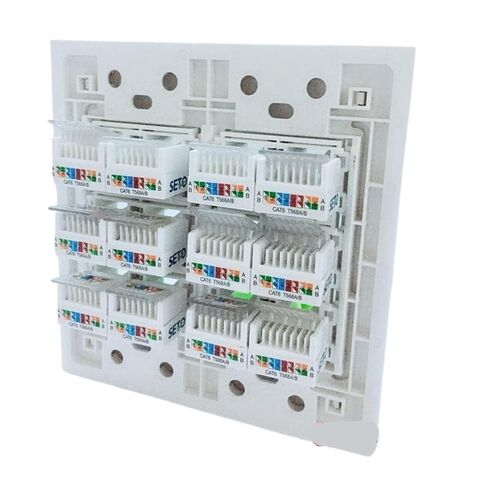 120x120mm RJ45 LAN Panel with 12 Connectors Crimp Cables CAT5E CAT.6 RJ45 T568A/B Internet Socket White(CAT5E) in Kuwait