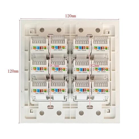 120x120mm RJ45 LAN Panel with 12 Connectors Crimp Cables CAT5E CAT.6 RJ45 T568A/B Internet Socket White(CAT5E) in Kuwait