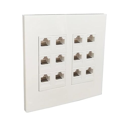 120x120mm RJ45 LAN Panel with 12 Connectors Crimp Cables CAT5E CAT.6 RJ45 T568A/B Internet Socket White(CAT5E) in Kuwait