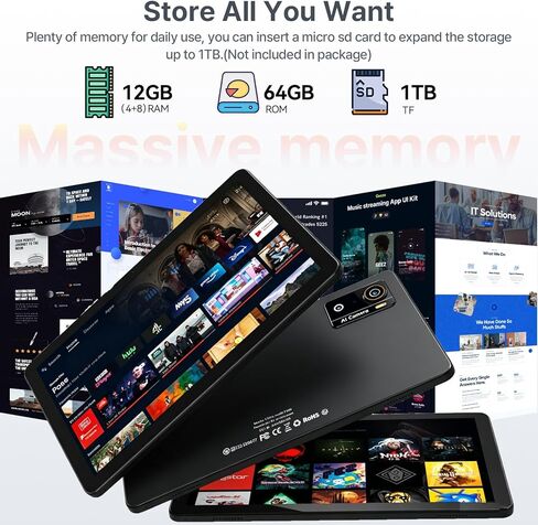 تابلت 10.1 بوصة، تابلت أندرويد 16 مع ذاكرة وصول عشوائي 12 جيجابايت وذاكرة تخزين داخلية 64 جيجابايت (TF 1 تيرابايت)، معالج ثماني النواة، أجهزة لوحية واي فاي 2.4 جيجا/5 جيجا، بطارية 7000 مللي أمبير، شاشة لمس 1280x800 IPS، بلوتوث 5.0، نظام تحديد المواقع العا in Kuwait
