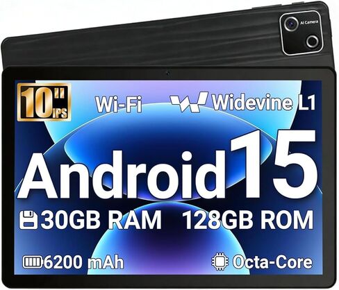 تابلت Evermyth، تابلت Android 15 مقاس 10 بوصات، ذاكرة وصول عشوائي 30 جيجا بايت، ذاكرة تخزين داخلية 128 جيجا بايت، سعة 2 تيرابايت قابلة للتوسيع، شحن سريع 6200 مللي أمبير في الساعة، معالج ثماني النواة، شاشة IPS عالية الدقة 1280x800، كاميرا مزدوجة، واي فاي 6 in Kuwait