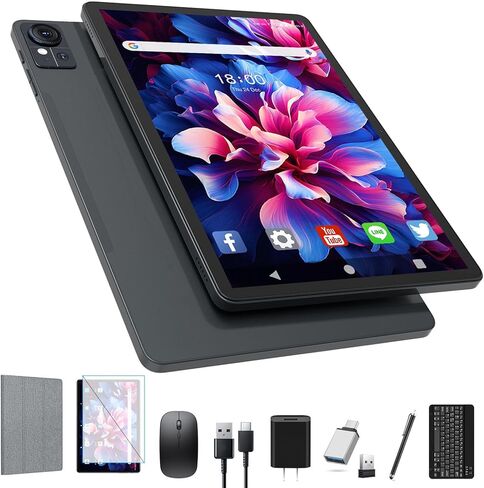 Tablet 11 inch Android 15 Tablet, 16GB RAM,128GB ROM 1TB Expand, 4G LTE & 5G WiFi Tablets, Octa-Core, 21MP Camera, 8000mAh, GPS, Tablets with Keyboard, Mouse, Case & Protective Film, 2026 Gemini AI in Kuwait