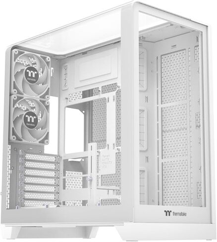 Thermaltake View 390 TG; Mid Tower; 2x120mm CT PWM Fans Included; 360mm Radiator Support; 460mm GPU Clearance; Hidden Connector Support; Rotatable PCIe Slots; Snow; CA-11F-00M6WN-01 in Saudi Arabia