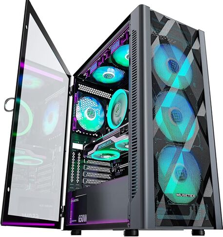 MUSETEX NN8 PC CASE ATX 6 PWM ARGB مراوح مثبتة مسبقًا بقدرة 1000 واط للكمبيوتر الشخصي in Kuwait