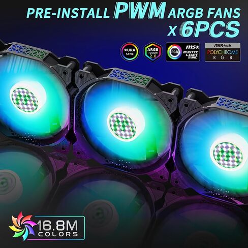MUSETEX NN8 PC CASE ATX 6 PWM ARGB مراوح مثبتة مسبقًا بقدرة 1000 واط للكمبيوتر الشخصي in Kuwait