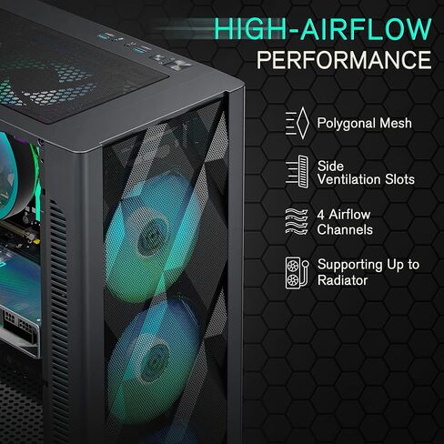 MUSETEX NN8 PC CASE ATX 6 PWM ARGB مراوح مثبتة مسبقًا بقدرة 1000 واط للكمبيوتر الشخصي in Kuwait