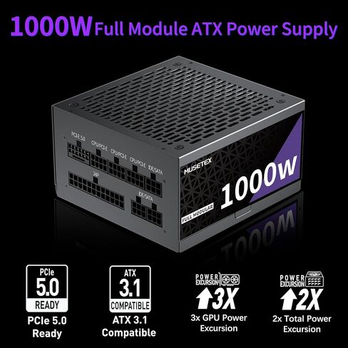 MUSETEX NN8 PC CASE ATX 6 PWM ARGB مراوح مثبتة مسبقًا بقدرة 1000 واط للكمبيوتر الشخصي in Kuwait