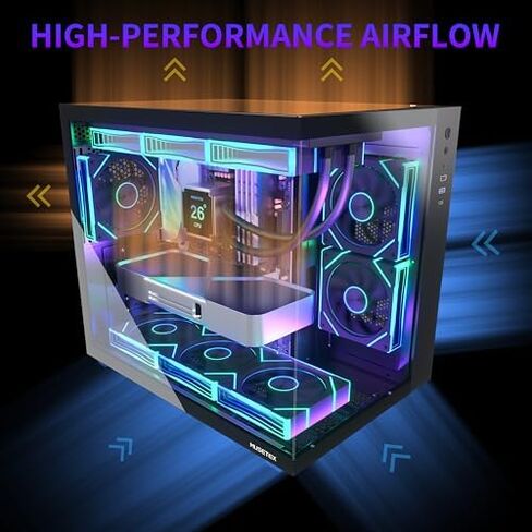 MUSETEX Y6 PC CASE ATX 6 PWM Prism ARGB مراوح مثبتة مسبقًا بقدرة 1000 وات للكمبيوتر الشخصي in Kuwait