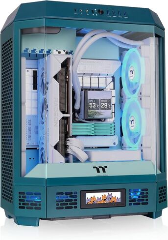 Thermaltake Tower 600 Mid Tower; 2x140mm CT Fans Included; 420mm Radiator Support; 400mm GPU Clearance; Hidden Connector Support; Rotatable PCIe Slots; Transformative Teal; CA-1Z1-00MTWN-00 in Saudi Arabia