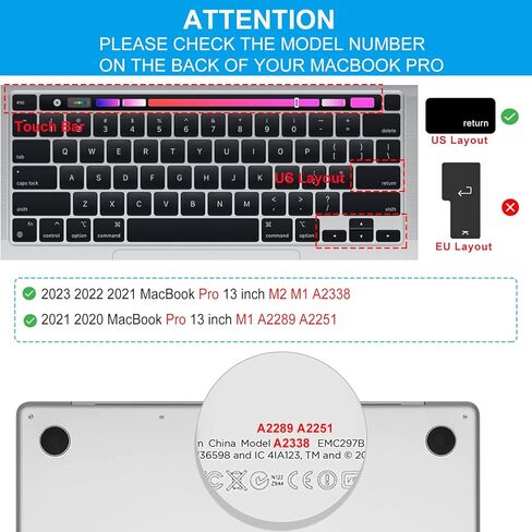 CaseBuy MacBook Pro 13 inch Keyboard Cover Shortcuts for MacBook Pro 13 inch M2 2023, 2022, 2021 2020 M1 A2338 A2289 A2251 & MacBook Pro 16 2020 2019 A2141 MAC OS Shortcut Hot Keys Keyboard Protector in Saudi Arabia