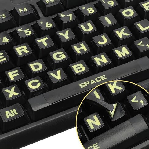 2 PCS Universal English Large Lettering Keyboard Stickers, English Keyboard Stickers, Big Bright Yellow Lettering with a Tweezer for Sight Impaired for PC Computer Laptop Notebook in Saudi Arabia