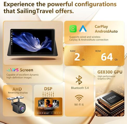 5G WiFi(6) Car Radio Accord 2008 2009 2010 2011 2012 2013 (8th Gen), Android13/Wireless CarPlay/Android Auto/Touch Screen/GPS Navigation/Bluetooth/FM/HD Backup Camera (2+64) in Saudi Arabia
