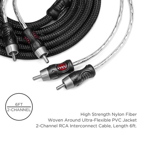 RECOIL PCI26 Premium 100% Oxygen Free Copper 6ft 2-Channel RCA Audio Interconnects Cable, Double Shielded with Noise Reduction in Saudi Arabia