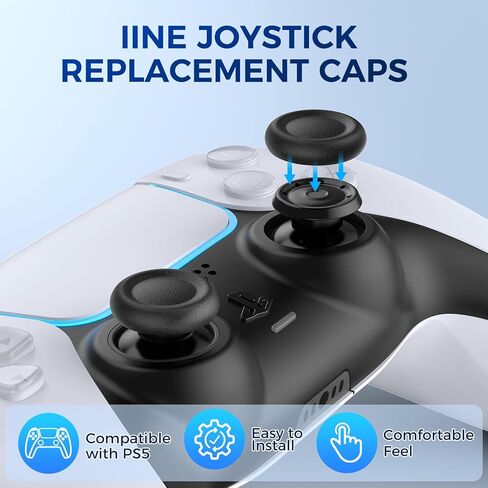 مقابض إبهام بديلة لغطاء عصا التحكم لجهاز تحكم PS5/PS4، أغطية عصا التحكم IINE PS5/PS4، ملحقات إصلاح الأجزاء البديلة للغطاء التناظري ثلاثي الأبعاد، 6 قطع in Kuwait