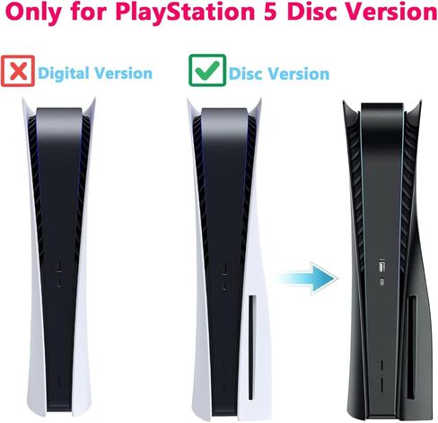 غطاء غطاء حماية لوحدة التحكم PS5 Disc Edition، ملحقات للوحات الاستبدال الواقية لجهاز PlayStation 5، حافظة ABS (أسود) in Kuwait