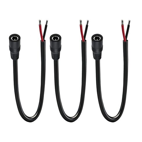 0.8FT 5.5mmx2.1mm 14AWG Pigtail Cable, 12V/24V Female Repair DC Power Cable DC5521 Connector, for CCTV Surveillance Camera, LED Strip Light, Storage Power Supply, Solar Panel(3-Pack) in Saudi Arabia