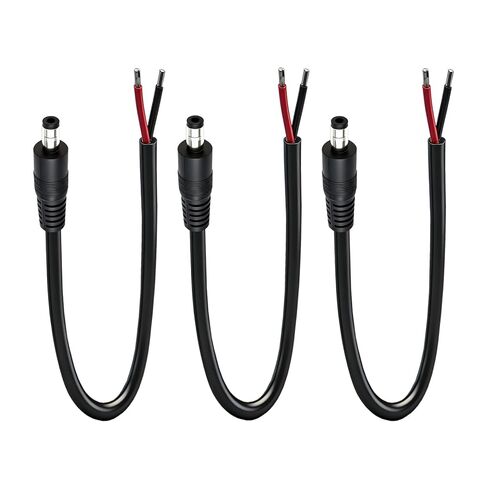 كابل ضفيرة 0.8FT 5.5 مم × 2.1 مم 14AWG، كابل طاقة تيار مستمر لإصلاح أنثى 12 فولت/24 فولت، موصل DC5521، لكاميرا مراقبة CCTV، شريط إضاءة LED، مصدر طاقة للتخزين، لوحة شمسية (3 عبوات) in Kuwait