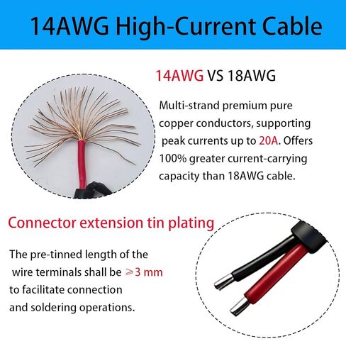 كابل ضفيرة 0.8FT 5.5 مم × 2.1 مم 14AWG، كابل طاقة تيار مستمر لإصلاح أنثى 12 فولت/24 فولت، موصل DC5521، لكاميرا مراقبة CCTV، شريط إضاءة LED، مصدر طاقة للتخزين، لوحة شمسية (3 عبوات) in Kuwait