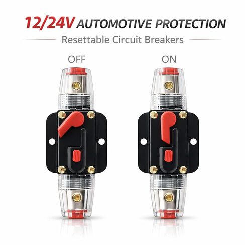 MGI SpeedWare 60 AMP دليل إعادة تعيين قاطع الدائرة المضمنة - 12V / 24V حامل الصمامات للسيارات لصوت السيارة، البحرية، القارب، RV، مكبر الصوت in Saudi Arabia