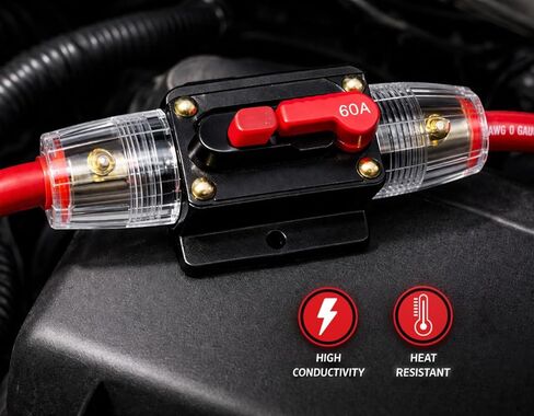 MGI SpeedWare 60 AMP دليل إعادة تعيين قاطع الدائرة المضمنة - 12V / 24V حامل الصمامات للسيارات لصوت السيارة، البحرية، القارب، RV، مكبر الصوت in Saudi Arabia