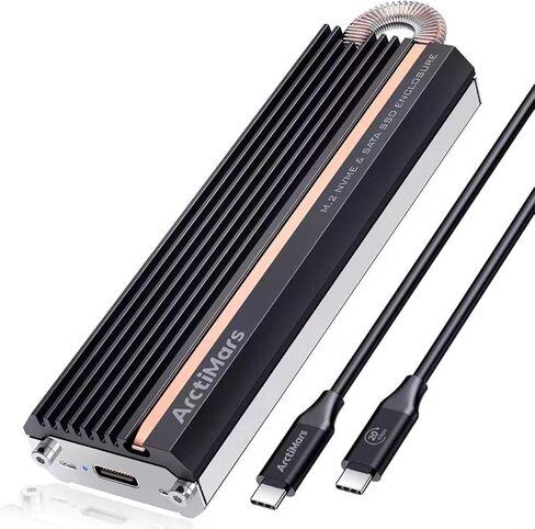 حاوية M.2 NVMe SSD مع تبريد عمود نحاسي مدمج، خارجي بسرعة 20 جيجابت في الثانية، من الألومنيوم، يدعم مفتاح M ومفتاح B+M (US-2625) in Kuwait