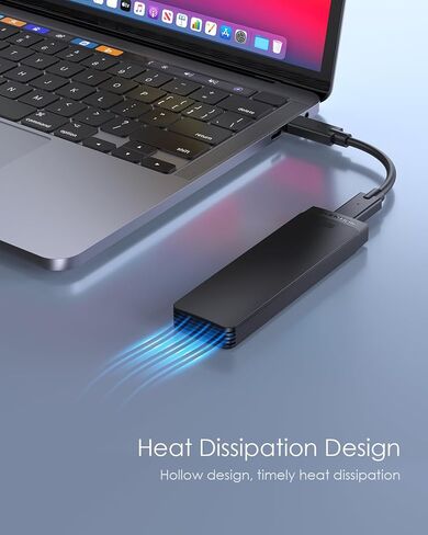 M.2 NVMe SSD Enclosure, USB-C External Hard Drive Case, High-Speed Data Transfer, Tool-Free Installation, Compact Aluminum Design, Black, Includes USB-C Cable in Saudi Arabia