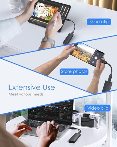 M.2 NVMe SSD Enclosure, USB-C External Hard Drive Case, High-Speed Data Transfer, Tool-Free Installation, Compact Aluminum Design, Black, Includes USB-C Cable in Saudi Arabia