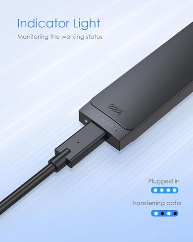 M.2 NVMe SSD Enclosure, USB-C External Hard Drive Case, High-Speed Data Transfer, Tool-Free Installation, Compact Aluminum Design, Black, Includes USB-C Cable in Saudi Arabia