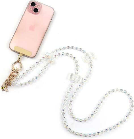 حبل هاتف عالمي لامع حول الجسم - حزام هاتف Bling 3 في 1 وحامل شارة الهوية - يناسب iPhone وSamsung وGoogle Pixel وجميع الهواتف الذكية (نابض بالحياة) in Kuwait
