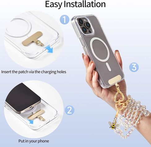 حبل هاتف عالمي لامع حول الجسم - حزام هاتف Bling 3 في 1 وحامل شارة الهوية - يناسب iPhone وSamsung وGoogle Pixel وجميع الهواتف الذكية (نابض بالحياة) in Kuwait