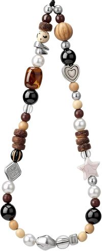 Cute Beaded Phone Charm Wrist Strap Vintage Aesthetic Beaded Chain Lanyard for Digital Camera Cellphone Bag Keychain Purse Decorative Wristlet Accessories for Women in Saudi Arabia