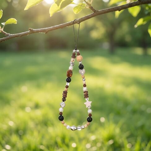 Cute Beaded Phone Charm Wrist Strap Vintage Aesthetic Beaded Chain Lanyard for Digital Camera Cellphone Bag Keychain Purse Decorative Wristlet Accessories for Women in Saudi Arabia