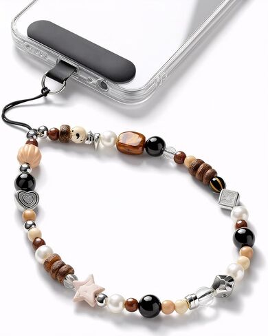 Cute Beaded Phone Charm Wrist Strap Vintage Aesthetic Beaded Chain Lanyard for Digital Camera Cellphone Bag Keychain Purse Decorative Wristlet Accessories for Women in Saudi Arabia