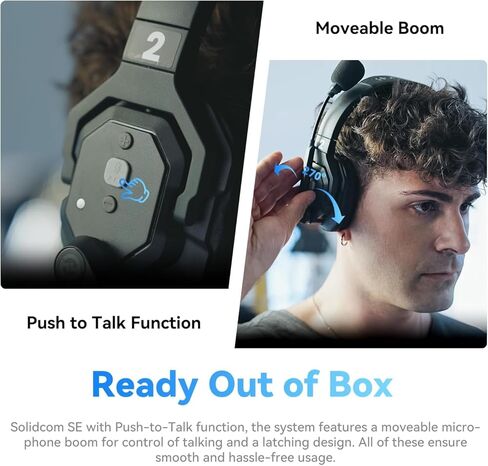 Hollyland Solidcom SE Global 2S Wireless Intercom Headset System, 2-Person, Full Duplex, Noise Cancellation, 1100 ft, PTT Mute, Single-Ear for TV and Film Production (Bundle) in Saudi Arabia