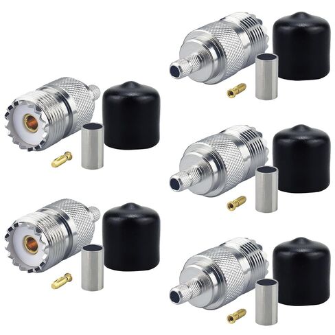 SO239 Crimp Connector Pack of 5 SO-239 UHF Female Plug Coax PL259 RF Adapter Connectors for Coaxial RG316 RG174 RG316D 50-3 RG58 RG142 RG223 Extension Cable in Saudi Arabia