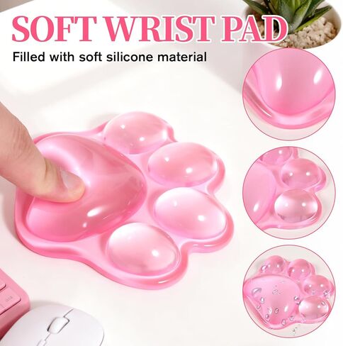 Pink Mouse Wrist Rest Cat Paw Wrist Rest Pink Office Desk Accessories Cats Clear Wrists Mouse Support for Mouses Cat Paw Cushion Ergonomic for Gaming Working Office Home in Saudi Arabia