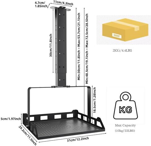 Universal Metal Foldable Projector Ceiling Mount, 360° Rotation & Height Adjustable Heavy Duty Bracket, Compatible with Most Projectors & Compact Devices, Black in Saudi Arabia