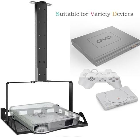 Universal Metal Foldable Projector Ceiling Mount, 360° Rotation & Height Adjustable Heavy Duty Bracket, Compatible with Most Projectors & Compact Devices, Black in Saudi Arabia