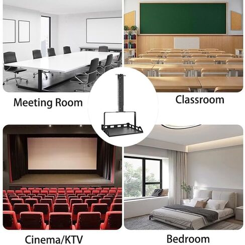 Universal Metal Foldable Projector Ceiling Mount, 360° Rotation & Height Adjustable Heavy Duty Bracket, Compatible with Most Projectors & Compact Devices, Black in Saudi Arabia
