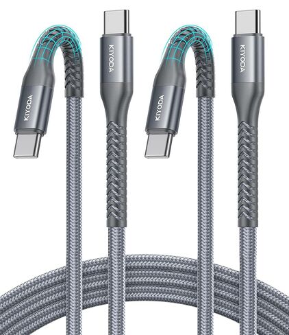 كابل USB C إلى C شحن سريع 60 وات [عبوة من قطعتين بطول 6 أقدام]، كابل USB C إلى USB C لتشغيل السيارة، شاحن USB من النوع C فائق التحمل لهاتف iPhone سلك USBC لهاتف iPhone 17/16/15/Pro Max وSamsung Galaxy S26 والمزيد من الترقية in Kuwait