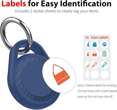 4 Pack for Waterproof AirTag Holder with Icon Stickers, Protective Case with Keychain for Apple AirTag, Anti-Scratch Cover for Air Tag for Keys, Luggage, Backpacks (Black&Navy&Gray&White) in Saudi Arabia