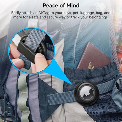 [3 عبوات] مشبك حامل AirTag لحقيبة ظهر الأطفال - حافظة صلبة مقاومة للماء لبطاقات الهواء، تصميم أمان بدون دبوس للملابس، طوق الكلب، الأمتعة - 2 أسود + 1 أبيض in Kuwait