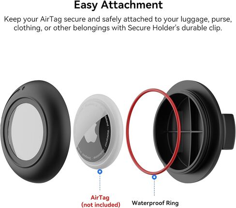 [3 عبوات] مشبك حامل AirTag لحقيبة ظهر الأطفال - حافظة صلبة مقاومة للماء لبطاقات الهواء، تصميم أمان بدون دبوس للملابس، طوق الكلب، الأمتعة - 2 أسود + 1 أبيض in Kuwait
