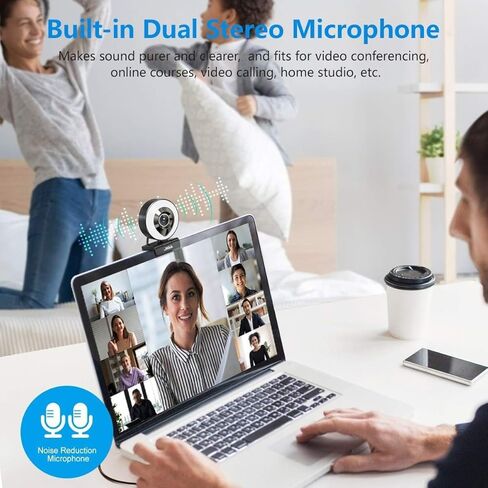 Webcam Computer Camera 1080P with Dual Microphone Adjustable Right Light Web cam for PC Advanced Auto-Focus with Tripod Zoom Streaming Camera Gaming Webcam for Facebook YouTube Xbox Streamer in Saudi Arabia