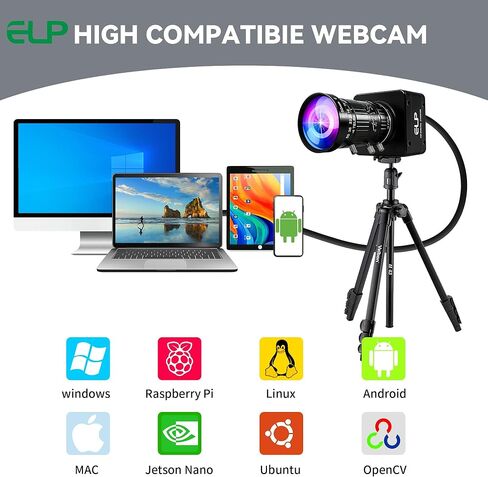 كاميرا ويب ELP عالية السرعة 4K 60FPS USB كاميرا ويب تكبير يدوية للكمبيوتر، Mini UVC 2160P USB3.0/2.0 كاميرات Lightburn لنظام التشغيل Windows وLinux وMac وPi و5-50 مم 10X Varifocal IMX678 كاميرا ويب للكمبيوتر المحمول Jetson Nano in Kuwait